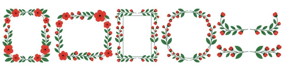 Set of Decorative floral frames and borders of flowers. Vector design. flor.. Stock Illustration
