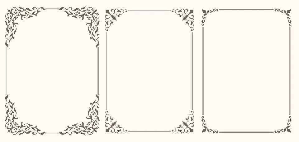 Set of decorative floral frames with curls Stock Illustration