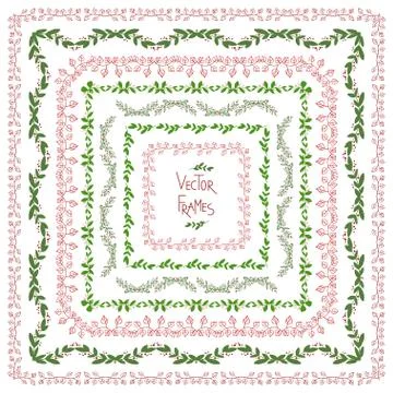 Set of decorative floral square frames イラスト素材