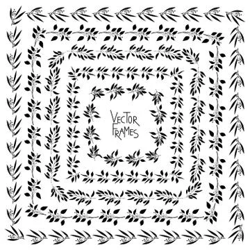 Set of decorative floral square frames Illustrazione stock