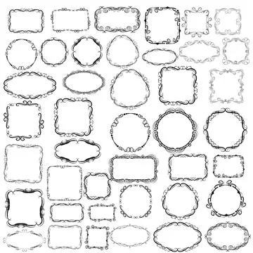 Set of decorative florish frames. Illustrazione stock