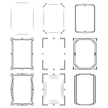 Set of decorative frames. Abstract vintage framing for invitations and post.. Stock Illustration