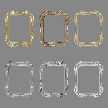 Set of decorative frames and borders standard rectangle proportions backgroun Illustrazione stock