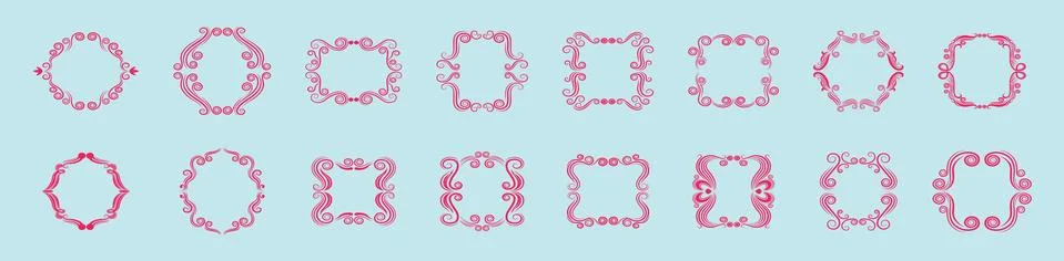 Set of decorative frames border cartoon icon design template Illustrazione stock