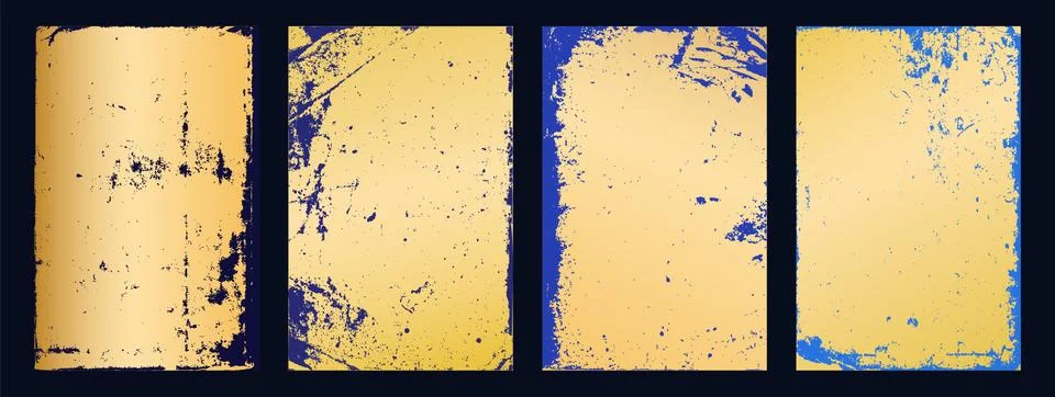 Set of decorative frames on a gold background Stock Illustration