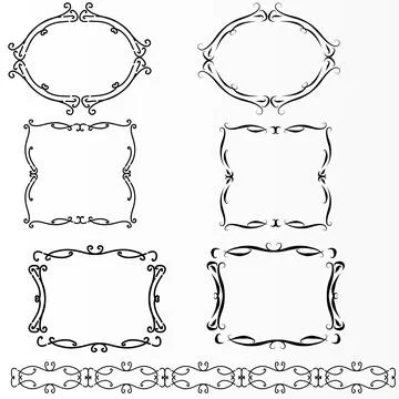 Set of decorative frames ornament floral medieval modern. Stock Illustration