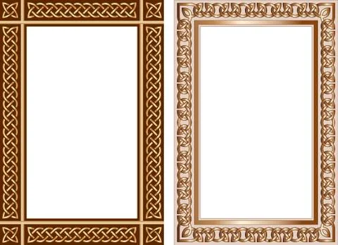 Set of decorative frames in traditional celtic style Stock Illustration