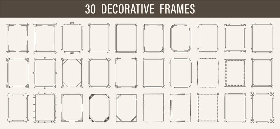 Set of decorative frames. Vintage or retro frames border. Frames collection.. Stock Illustration