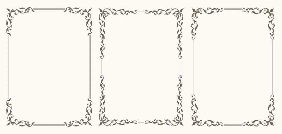 Set of decorative frames in vintage style Stock Illustration