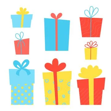 Set of decorative gift boxes Stock Illustration