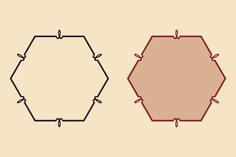 Set of decorative graphic frames. Hexagon shape ornate border for web cards Stock Illustration