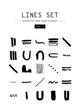 Set decorative hand drawn elements Illustrazione stock