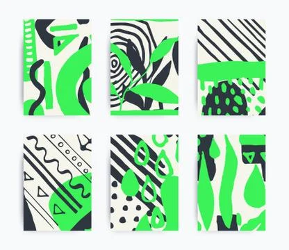 Set of decorative handmade backgrounds Stock Illustration