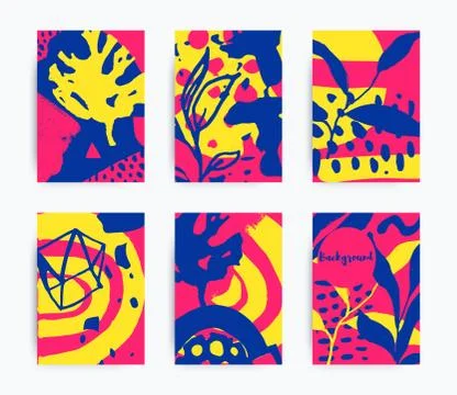 Set of decorative handmade backgrounds Stock Illustration