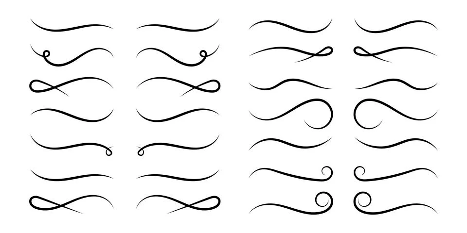Set decorative lines and scroll swirl elements. Vector flat illustrations. Do Stock Illustration