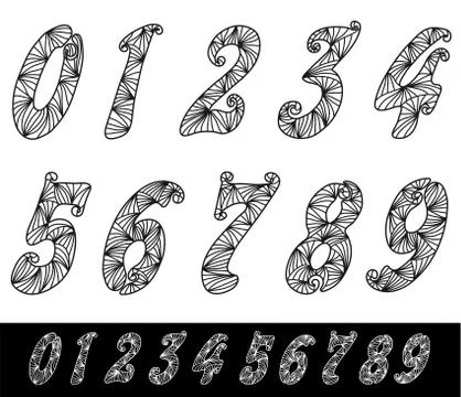 Set of decorative numbers, design elements Stock Illustration