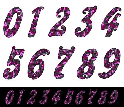 Set of decorative numbers, design elements Stock Illustration