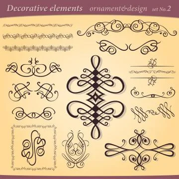Set of decorative ornament elements Stock Illustration