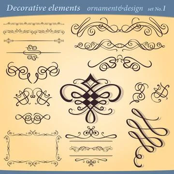 Set of decorative ornament elements Vector set of decorative ornament ant ... Stock Photos