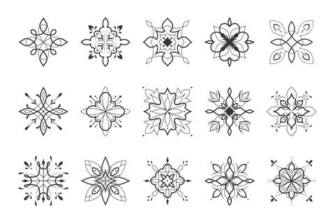 Set of decorative ornamental floral elements Stock Illustration