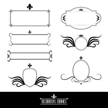 Set of decorative ornate frames and borders Stock Illustration