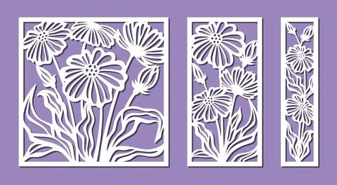Set of decorative panels with a floral pattern.  Stock Illustration