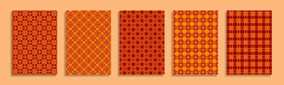 Set of decorative patterns, vector vintage background 스톡 일러스트