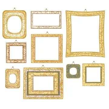 Set of decorative picture frames Illustrazione stock