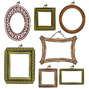 Set of decorative picture frames Stock Illustration