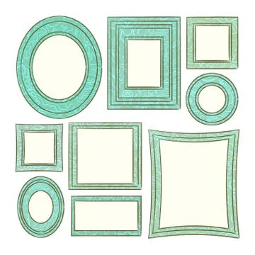 Set of decorative picture frames Stock Illustration