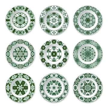 Set of decorative plates Stock Illustration