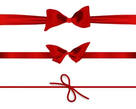 Set of decorative platinum string bow with horizontal thin rope isolated on w 스톡 일러스트