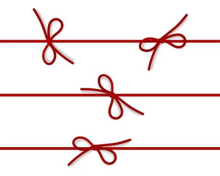 Set of decorative platinum string bow with horizontal thin rope isolated on w Stock Illustration