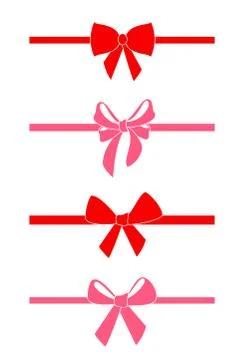 Set of decorative red bows. Stock Illustration