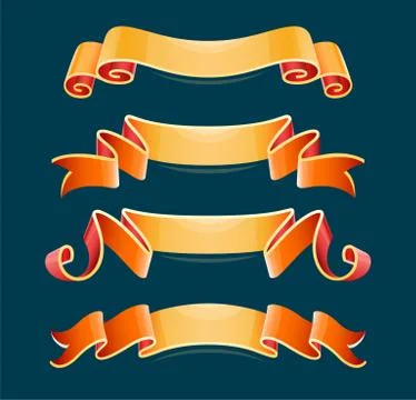 Set of decorative ribbons elements for design Stock Illustration