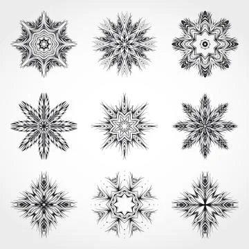 Set of decorative round ornament. Vector. Stock Illustration
