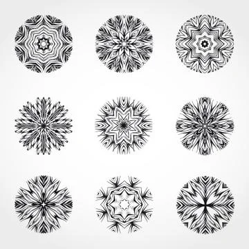 Set of decorative round ornament. Vector. Stock Illustration