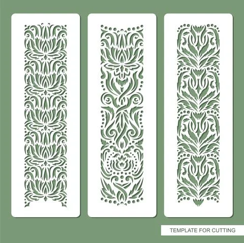 Set of decorative seamless borders with floral patterns.  Stock Illustration