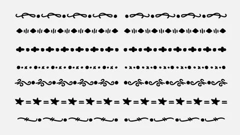 Set of Decorative Text Dividers and Line Borders with Hand Drawn Botanical .. Stock Illustration