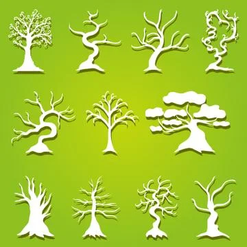 Set of decorative trees Illustrazione stock