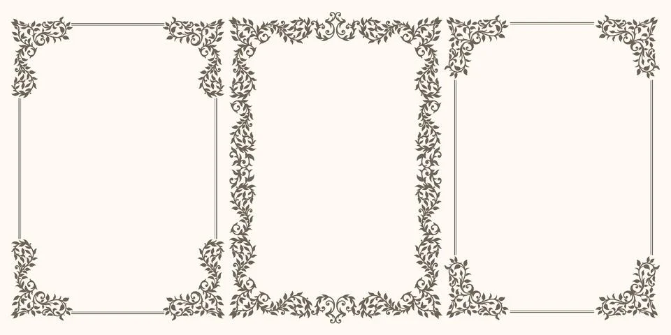 Set of Decorative vintage frames and borders Stock Illustration
