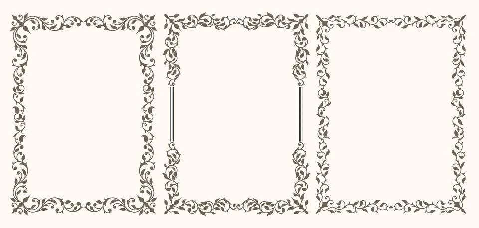 Set of decorative vintage frames and borders set Stockillustratie