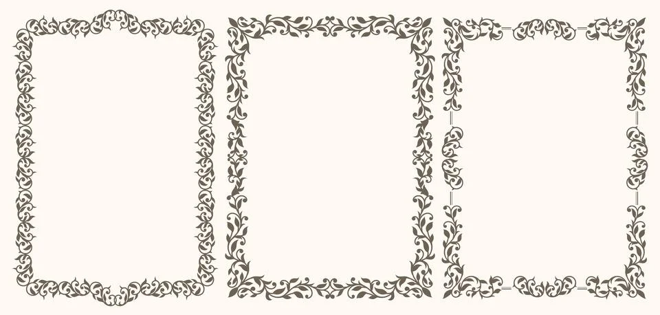 Set of decorative vintage frames and borders Stock Illustration