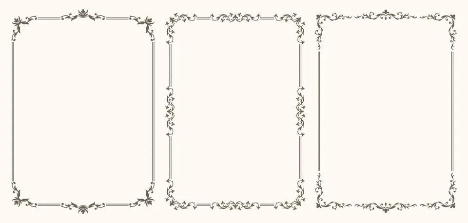 Set of Decorative vintage frames and borders Stock Illustration