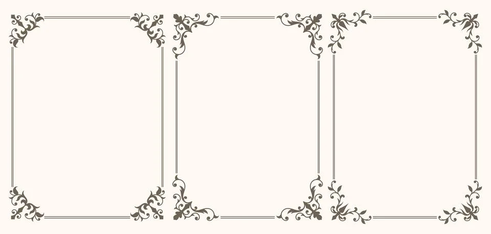Set of Decorative vintage frames and borders set Illustrazione stock