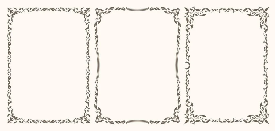 Set of Decorative vintage frames and borders set Illustrazione stock