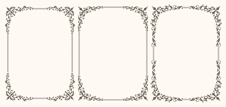 Set of Decorative vintage frames and borders set イラスト素材