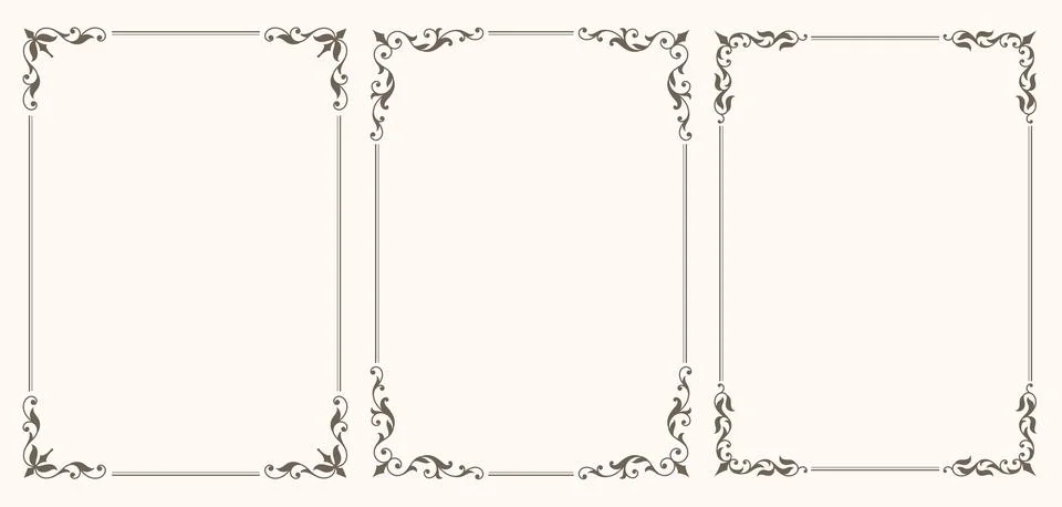 Set of Decorative vintage frames and borders set Illustrazione stock