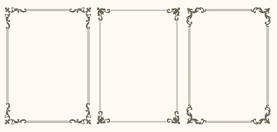 Set of Decorative vintage frames and borders set イラスト素材