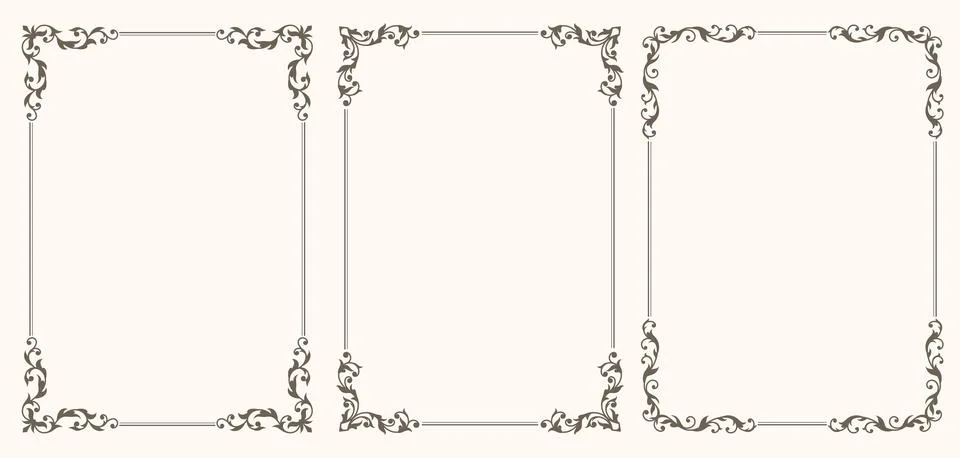 Set of Decorative vintage frames and borders set Illustrazione stock